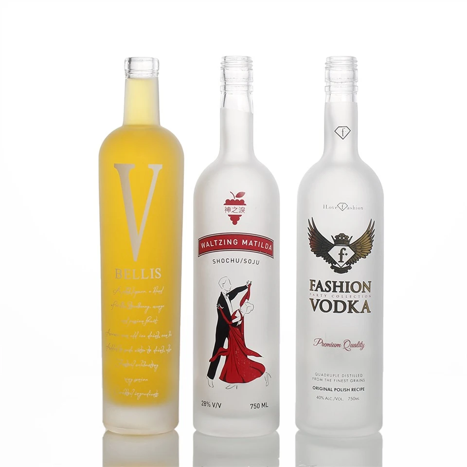 Garrafa de vidro de tequila fosca de 750 ml