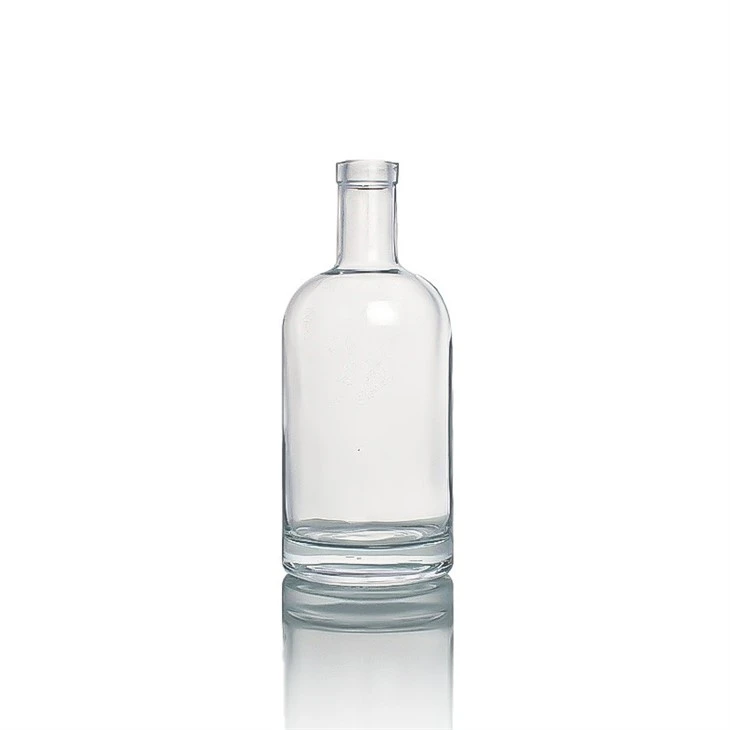 Round Shape Transparent Spirit Alcohol Liquor Bottle With Cork